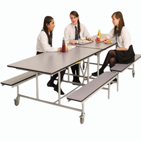 Spaceright Rectangular Mobile Folding Bench Dining Table - L308 x D140cm Rectangular Mobile Folding Bench Dining Table - 3080 x 1400mm | www.ee-supplies.co.uk