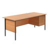 Basic Rectangular Single Pedestal Desk 2 x Drawers TeachersSingle Desk Beech + Modesty Panel| 2 drawers | www.ee-supplies.co.uk