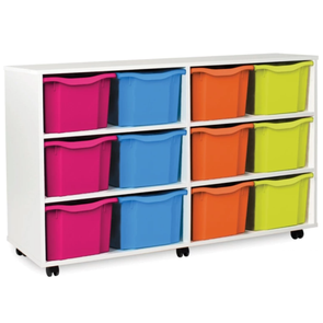 White Mobile Tray Storage Unit 12 x Extra Deep Trays White 16 Deep Tray Storage Units | School Tray Storage | www.ee-supplies.co.uk