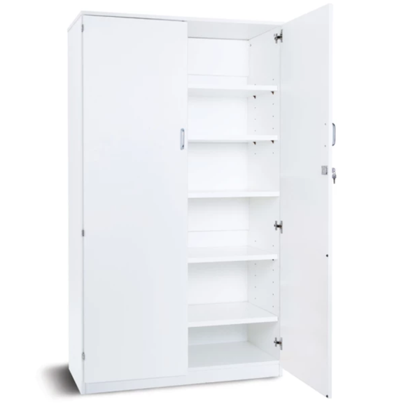 White Premium Cupboard With 1 Fixed & 4 Adjustable Shelves - Static H1818mm White Premium Cupboard With 1 Fixed & 4 Adjustable Shelves - Static H1818mm | Grey White Cupboards | www.ee-supplies.co.uk