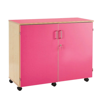 Bubblegum Stock Cupboard + 2 Adjustable Shelves Bubblegum Stock Cupboard + 1 Fixed Shelf | School tray Storage | www.ee-supplies.co.uk