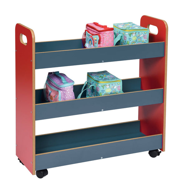Mobile Wooden Lunchbox Trolley - Red/Blue