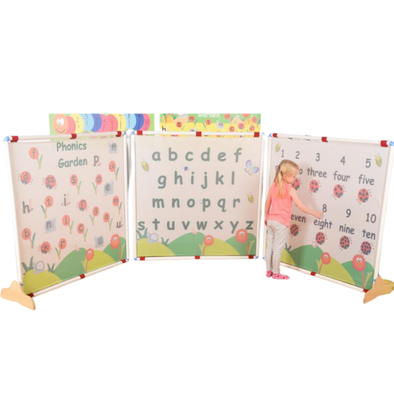 Alphabet, Numbers & Phonics Divider Screens Set Of 3 - 1160 x 1160mm Woodland Dividers | Room Dividers | www.ee-supplies.co.uk