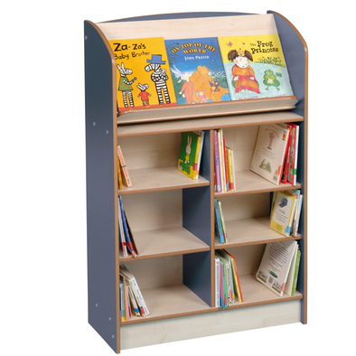 York Single Sided 1200 Bookcase + Lecturn - Blue/Maple York School Library Bookcase | School Library Unit  | www.ee-supplies.co.uk