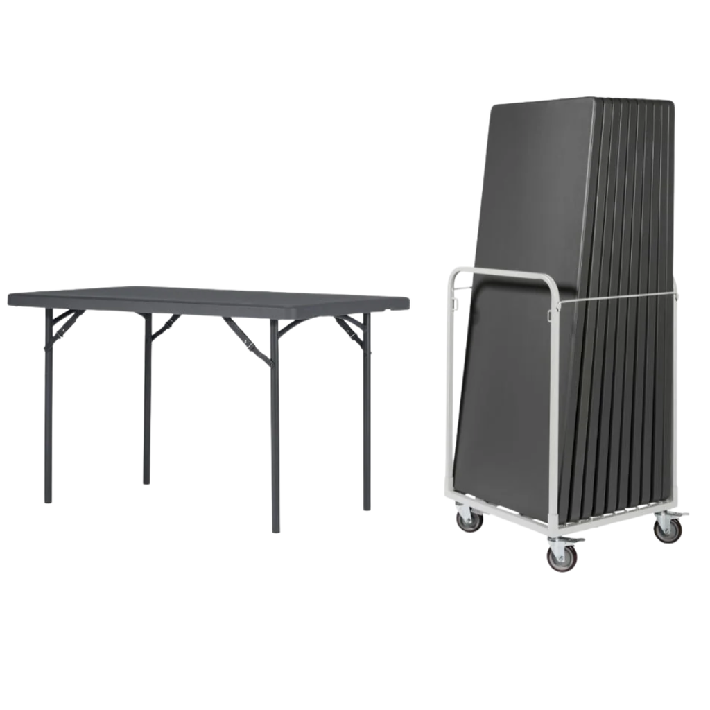 Zown Rectangle Folding Table Bundle - 10 Tables & Up Right Trolley ...