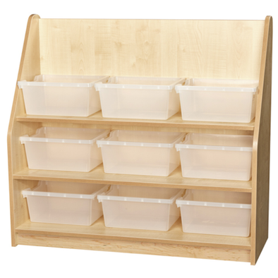 Kubbyclass 1 Metre High Bookcase + Clear Trays x 9 - Educational Equipment Supplies