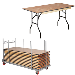 Rectangular Wooden Folding Trestle Table - 5ft x 2ft 6inch (1530 x 760mm) + Trolley Bundle Rectangular Wooden Folding Trestle Table | 5ft x 2ft 6in (1530mm x 760mm) |  With Fold Away Legs | www.ee-supplies.co.uk