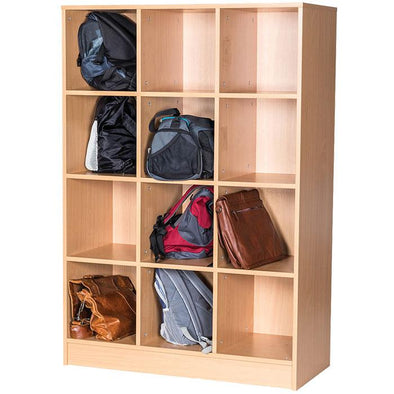 Premium Cloakroom 12 Space Single Bay School Bag Storage - Educational Equipment Supplies