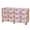 Mobile Quad Bay Cubby Tray Unit - 12 Deep Trays 650mm High - Educational Equipment Supplies