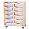 Mobile Double Bay Cubby Tray Unit - 12 Shallow Trays 800mm High - Educational Equipment Supplies
