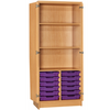 12 Tray Double Bay Cupboard with Top Shelves - Full Doors - Educational Equipment Supplies