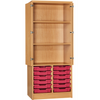 12 Tray Double Bay Cupboard with Top Shelves - Half Doors - Educational Equipment Supplies