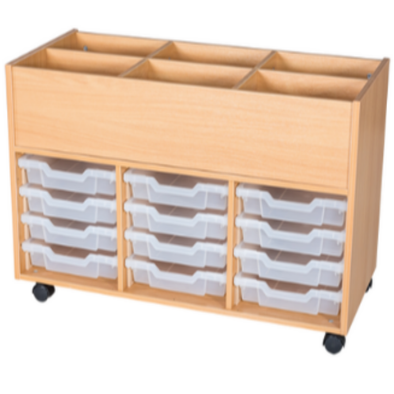 12 Tray Tall Mobile Book Trolley 12 Tray Tall Mobile Book Trolley | School Tray Storage | www.ee-supplies.co.uk
