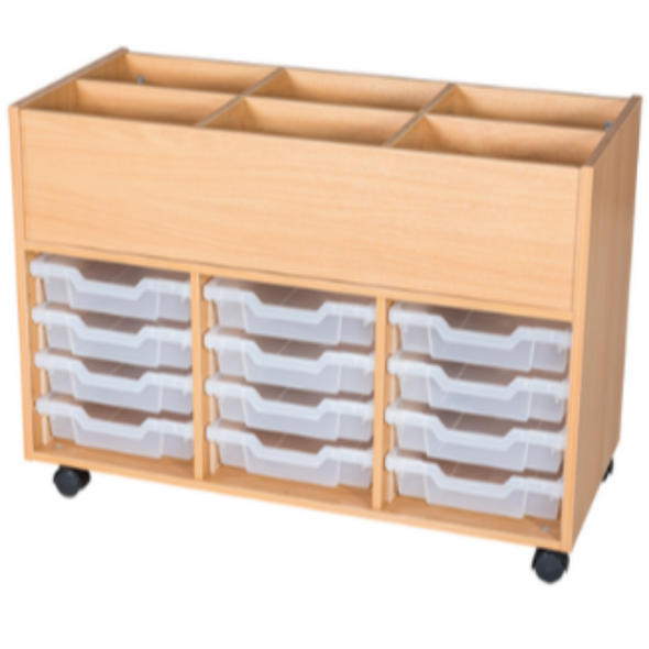 12 Tray Tall Mobile Book Trolley 12 Tray Tall Mobile Book Trolley | School Tray Storage | www.ee-supplies.co.uk