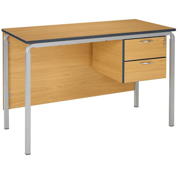 Crush Bent Teachers Desk - PU Edge - 2 Drawer Pedestal - Educational Equipment Supplies