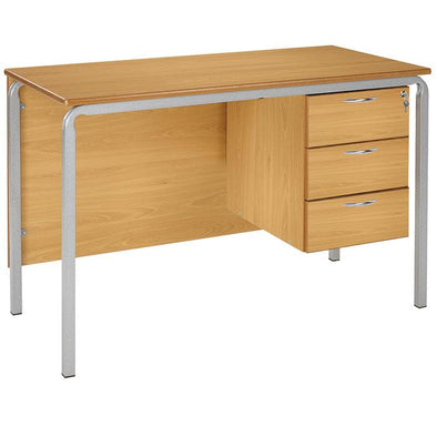 Crushed Bent Teachers Desk - MDF Edge - 3 Drawer Pedestal - Educational Equipment Supplies