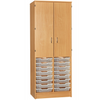 16 Tray Double Bay Cupboard with Top Shelves - Half Doors - Educational Equipment Supplies