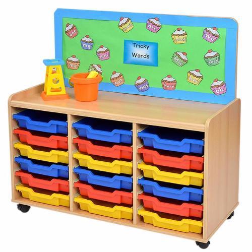 Tss 18 Shallow Tray Storage Unit With Cork Board - Educational Equipment Supplies