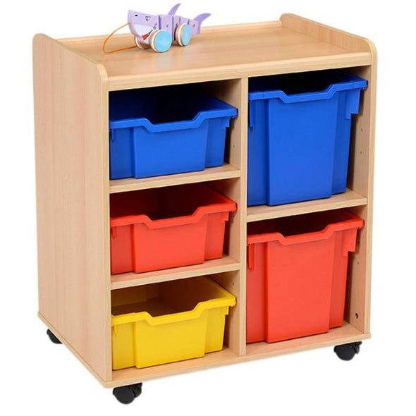 Mobile Safe & Sturdy Tray Unit - 2 Jumbo Coloured 3 Deep Trays - Educational Equipment Supplies