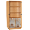 16 Tray Double Bay Cupboard with Top Shelves - Full Doors - Educational Equipment Supplies