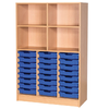 Static Triple Column Tray Unit - 24 Trays + Open Shelves - Educational Equipment Supplies
