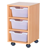 Mobile Single Bay Cubby Tray Unit - 3 Deep Trays 650mm High - Educational Equipment Supplies