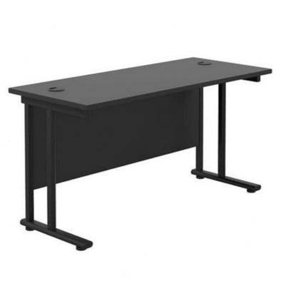 Twin Upright Rectangular Desk - Black