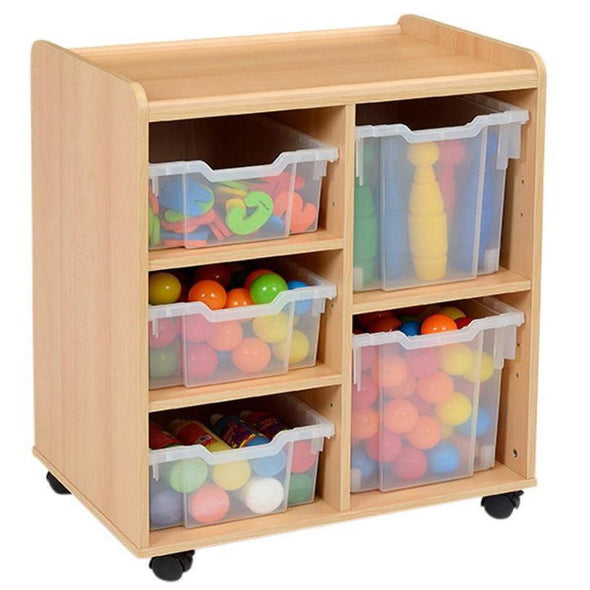 Mobile Safe & Sturdy Tray Unit - 2 Jumbo Clear 3 Deep Trays - Educational Equipment Supplies