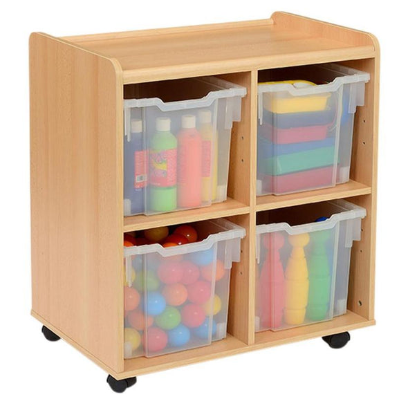 Mobile Safe & Sturdy Tray Unit - 4 Jumbo Clear Trays - Educational Equipment Supplies