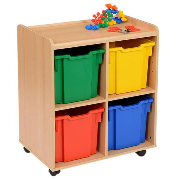 Mobile Safe & Sturdy Tray Unit - 4 Jumbo Colour Trays - Educational Equipment Supplies