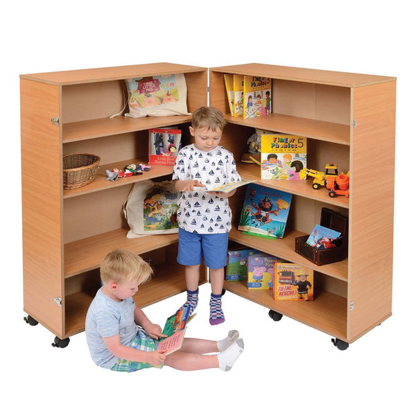 Library 4 Shelf Bookcase Hinged-Beech - Educational Equipment Supplies