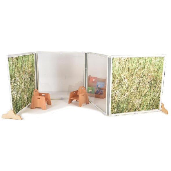 4 Square Room Dividers Grass & Clear Panels - Educational Equipment Supplies