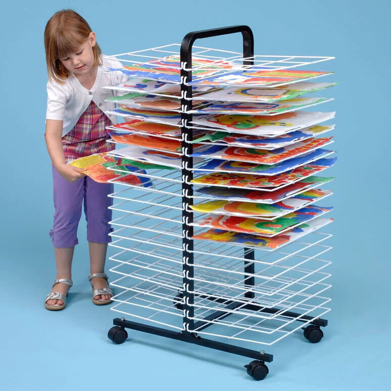 40 Shelf Large Mobile Painting Drying Rack | Educational Equipment Supplies