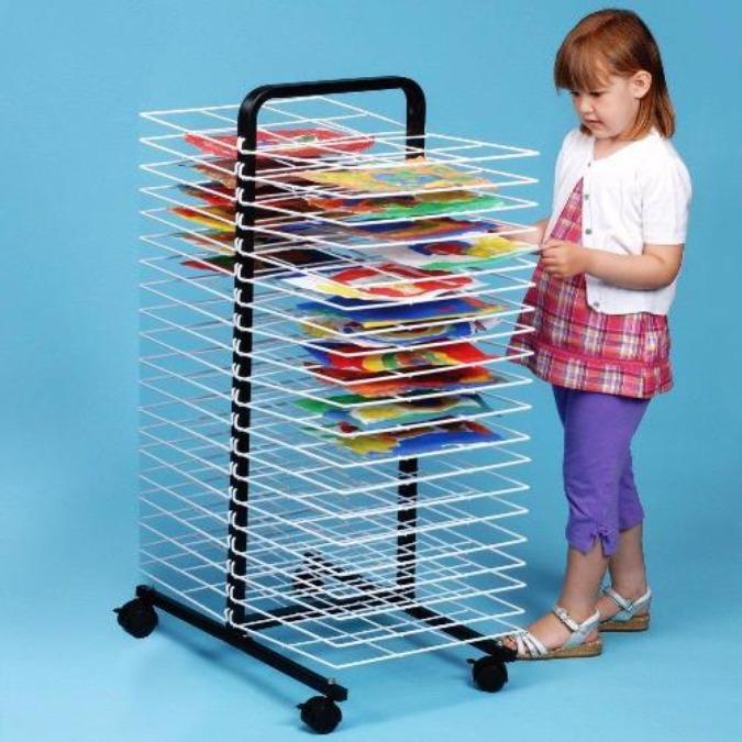40 Shelf Small Mobile Painting Drying Rack | Educational Equipment Supplies
