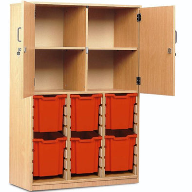 6 Jumbo Tray Storage Cupboard - Half Doors - Educational Equipment Supplies