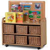 Playscapes Mobile Tall Unit With Display & Mirror Back & Display Divider - 6 x Wicker Baskets - Educational Equipment Supplies