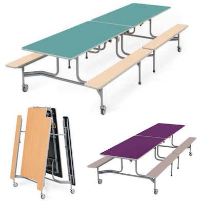 SICO TTX13 Mobile Folding Bench Dining Table Unit SICO BY-65 Mobile Folding School 8-12 Seater Table + Benches | ee-supp;ies.co.uk