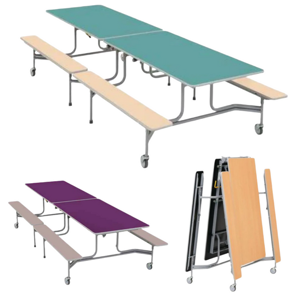 SICO TTX13 Mobile Folding Bench Dining Table Unit SICO BY-65 Mobile Folding School 8-12 Seater Table + Benches | ee-supp;ies.co.uk