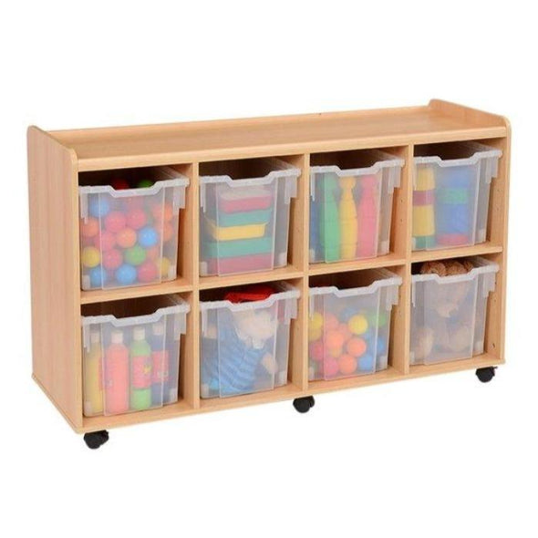 Mobile Safe & Sturdy Tray Unit - 8 Jumbo Clear Trays - Educational Equipment Supplies