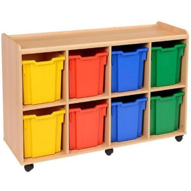 Mobile Safe & Sturdy Tray Unit - 8 Jumbo Coloured Trays - Educational Equipment Supplies