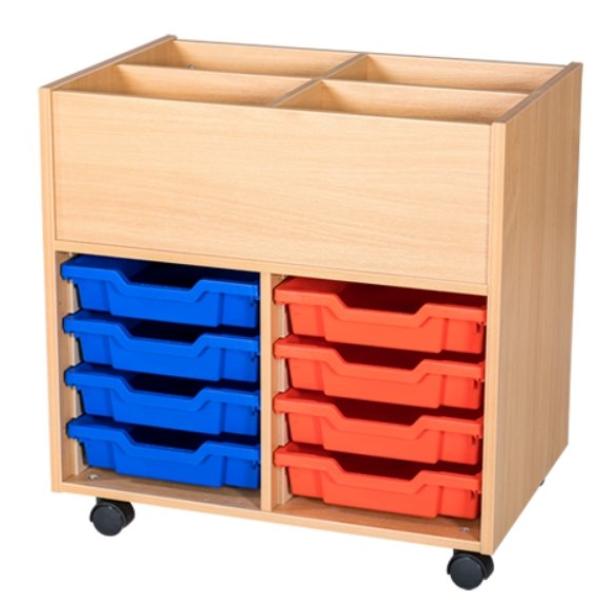 4 Bay 8 Tray Tall Mobile Book Trolley
