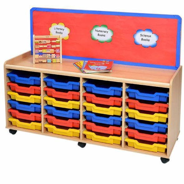 Tss 24 Shallow Tray Storage Unit With Cork Board - Educational Equipment Supplies