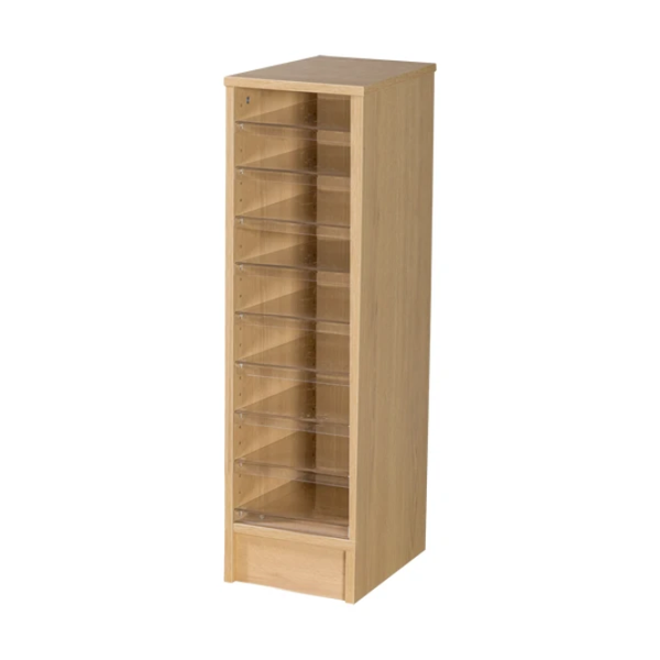 Floor Standing Wooden Pigeonhole Unit + 9 Acrylic Shelves W290 x D375 x H998mm