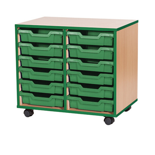 Accento Wooden 12 Shallow Tray Unit Green Edge