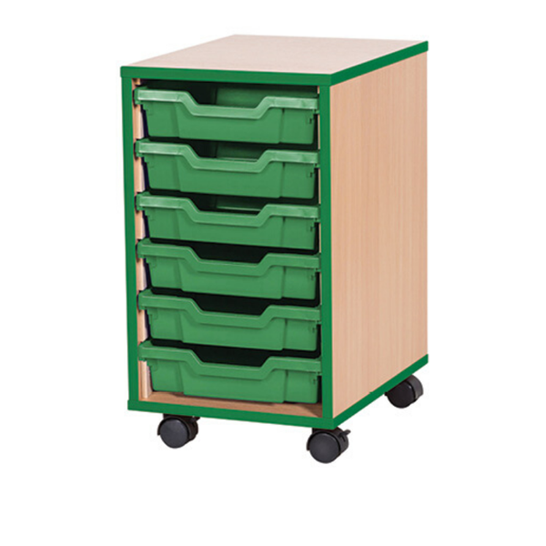 Accento Wooden 6 Shallow Tray Unit Green Edge