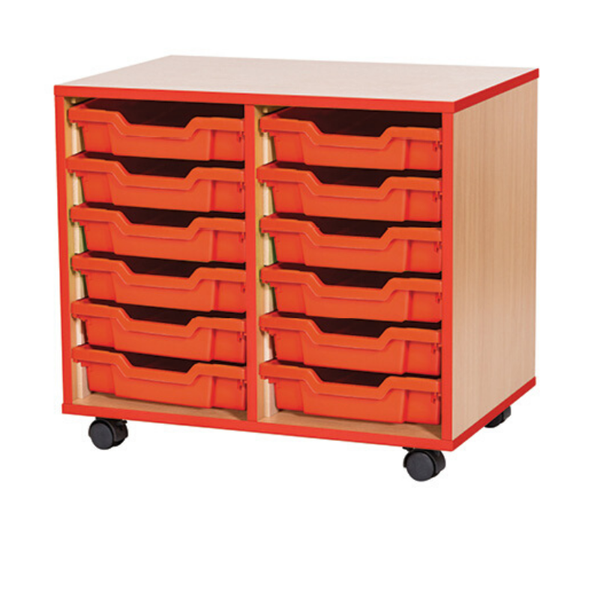 Accento Wooden 12 Shallow Tray Unit Red Edge