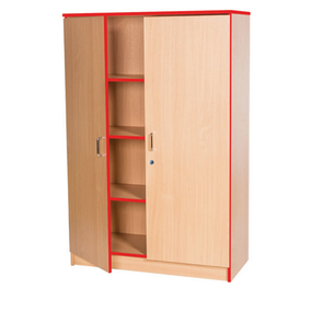 Accento Red Edge Lockable Cupboard H1800mm - Educational Equipment Supplies