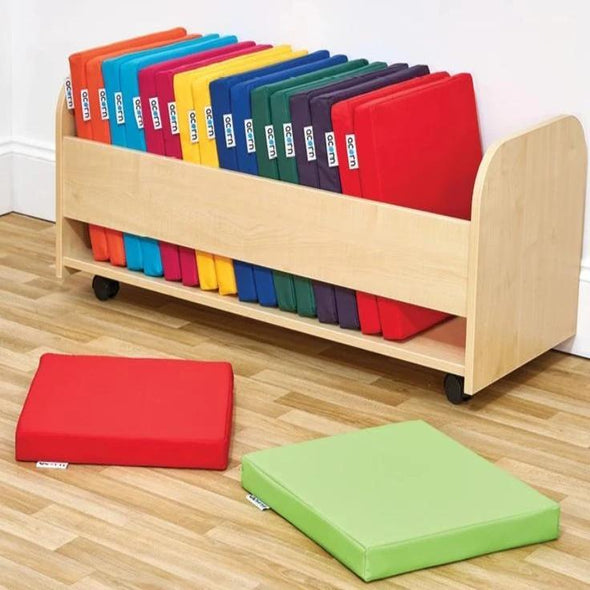 Acorn Primary Square Foam Seat Pad x 20 + Storage Trolley - Educational Equipment Supplies