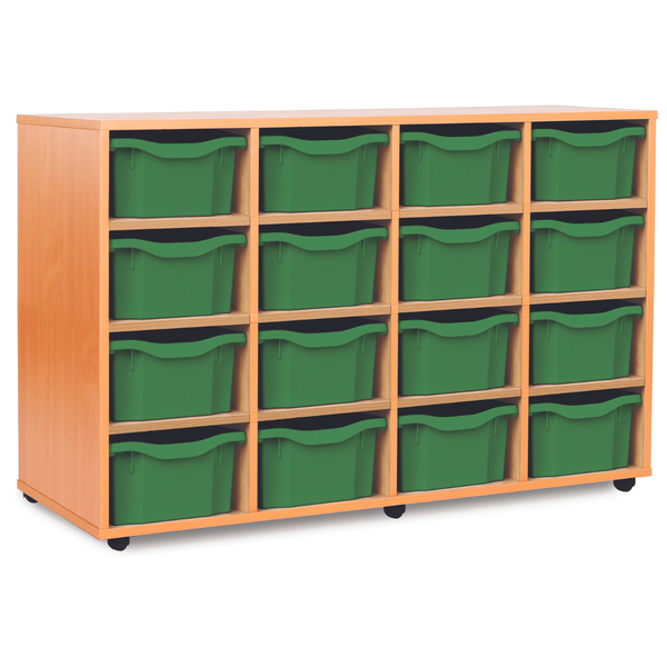 Deep Tray Wooden Mobile Storage Unit  x 16 Trays