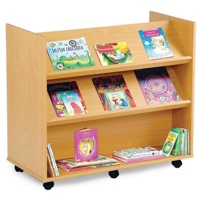Library Unit with 2 Angled & 1 Horizontal Shelf Each Side - Educational Equipment Supplies